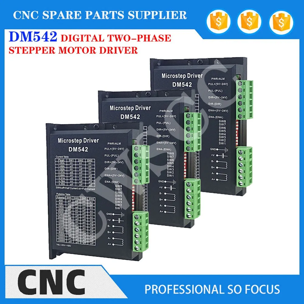 3pcs Dm542 Stepper Motor Driver CNC Controller Nema17 Nema23 Motor Controller 128 Subdivision DC 18-48V 4.2A 42 57 86 Motor