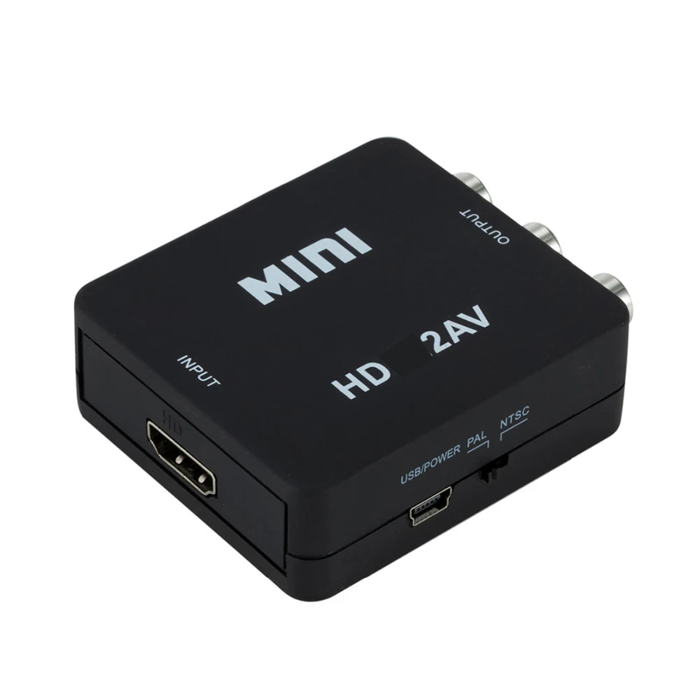 HDMI-compatible TO AV RCA CVSB L/R Video 1080P Scaler Adapter Converter Box HD Video Composite Adapter Support NTSC PAL Output