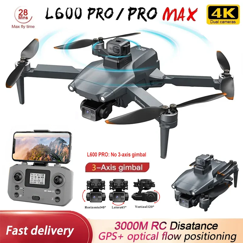 

L600 Pro/Pro MAX GPS Drone Professional 4K Camera 3-axis Gimbal Aerial FPV Brushless Optional Avoiding Obstacle Quadcopter Toys