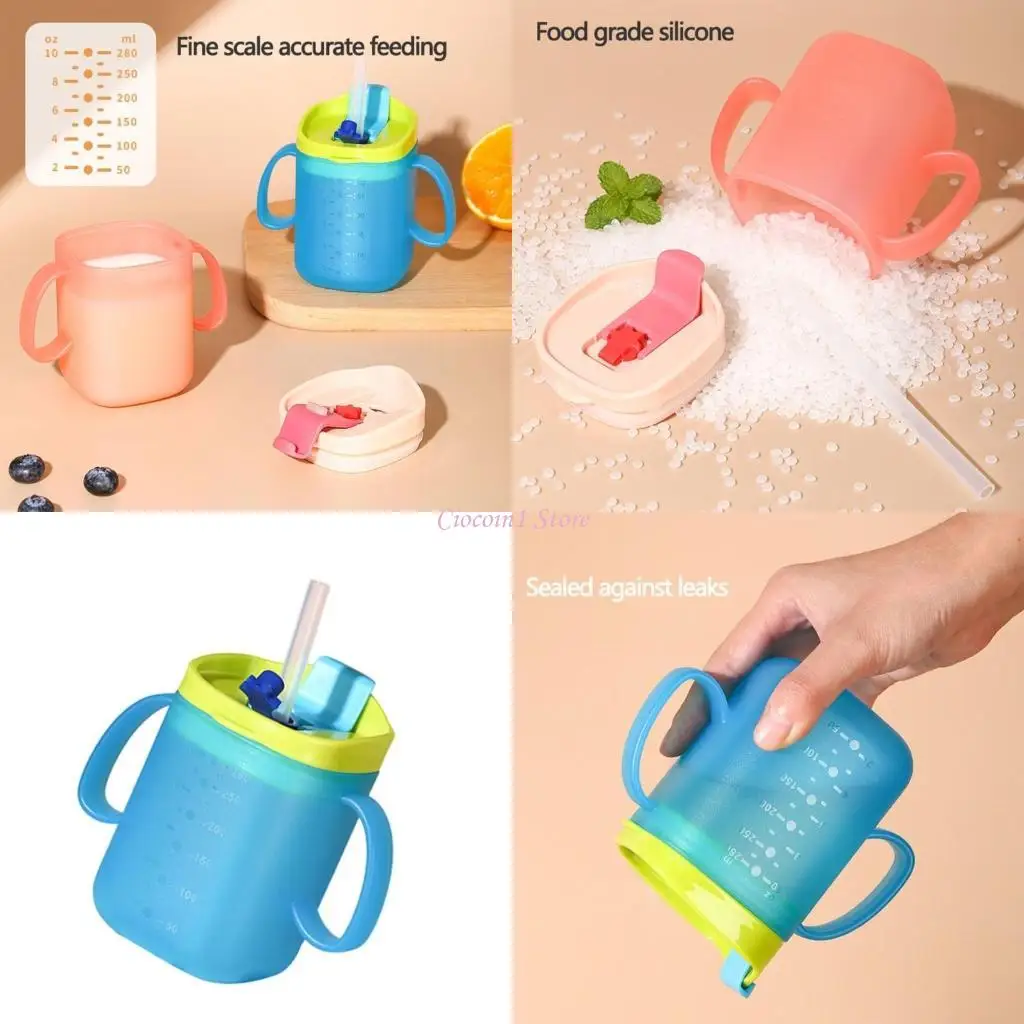 

Y1Ub Leakproof Kids Milk Cup с веселыми мультфильмами и соломенной безопасностью и не токсичной пип -чашкой для детей с