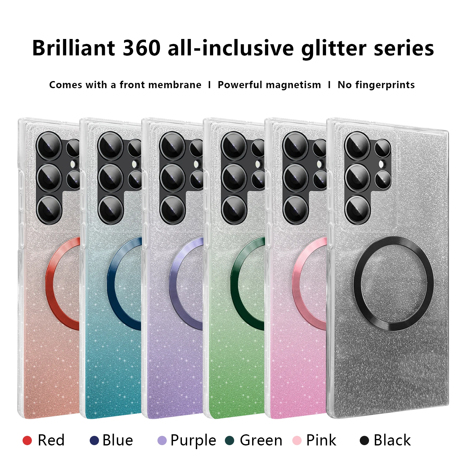 

Bling Bright Full Cover For Samsung Galaxy S24 S23 S22 S21 Ultra Plus FE Glitter Case Ultra Plat Wireless MagSafe Magnetic