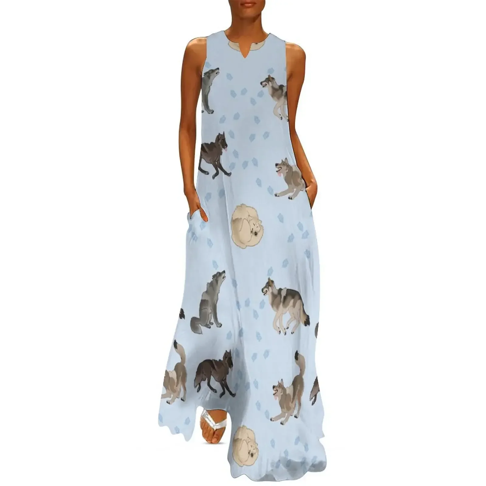 

Wolves Doing Wolf Things Long Dress Long dresses women's luxury party dress birthday dress korean style