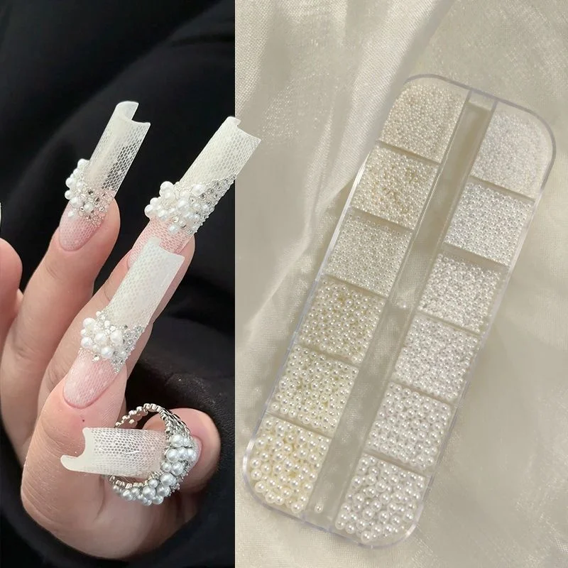 12Gitter Mini Kaviar Perlen Nail Art Dekorationen Metall Gold/Silber Micro Ball Nagel Charms Magnetstift 0,5~3mm Kugel Nagelschmuck