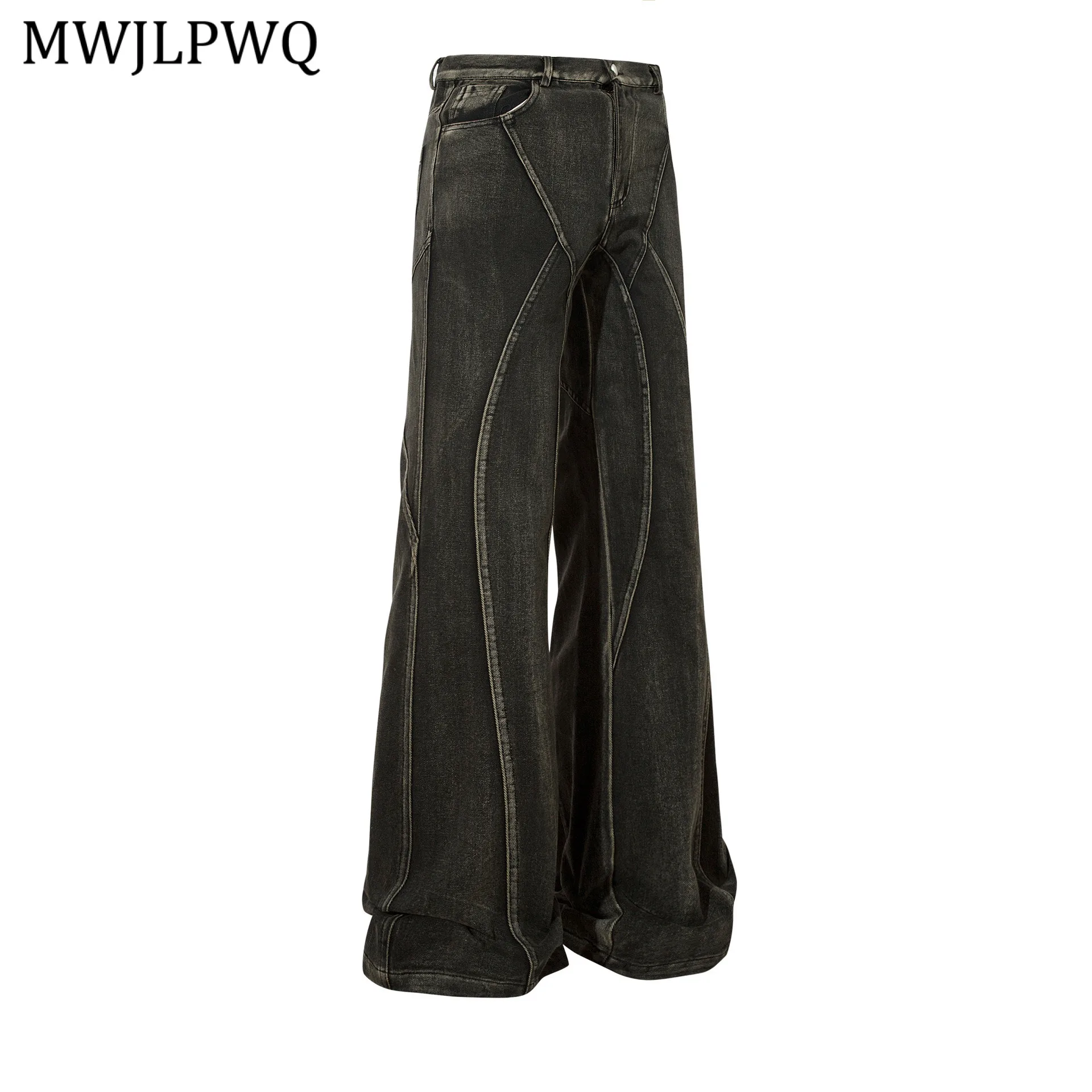 

MWJLPWQ модные американские джинсы High Street, мужские деконструкторы, новые потертые свободные расклешенные брюки в стиле VIBE с разрезом, 20917