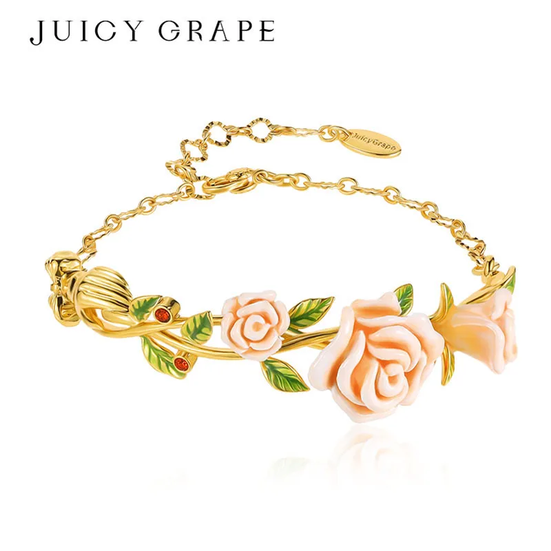 

Эмалевый браслет Juicy Grape Champagne Rose, регулируемый, винтажный, эстетичный, женский, модный, элегантный дизайн