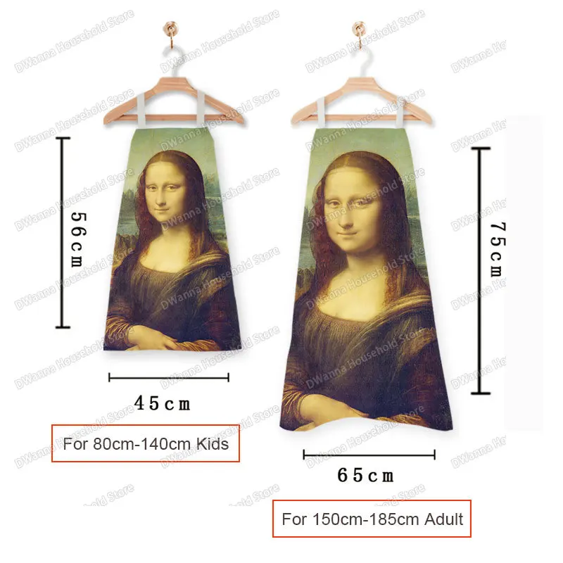 Mona Lisa Da Vinci Art Oil Painting Kitchen Aprons Women Men Home Cleaning Clothing Linen Pinafore Chef Waiter Cooking Apron