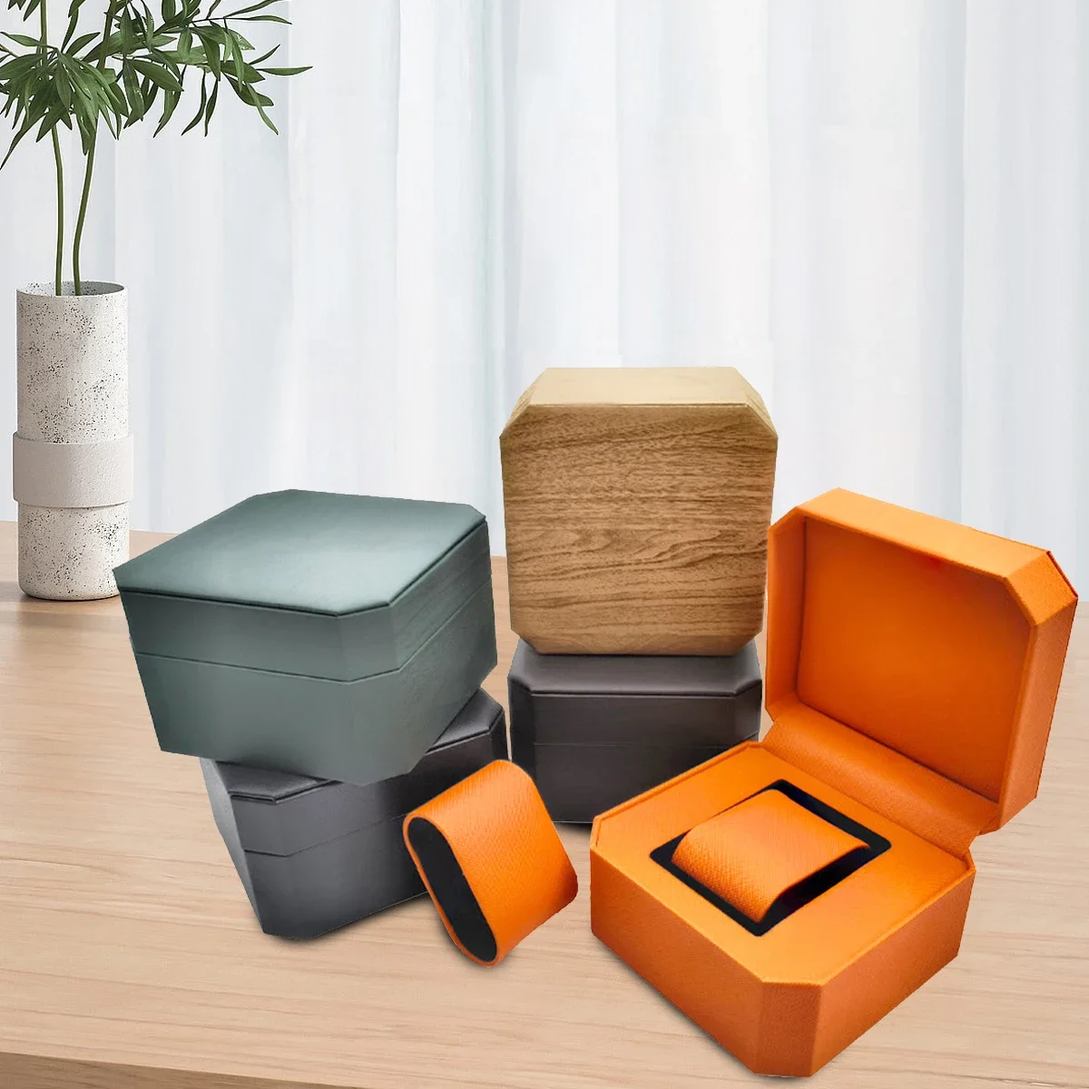 علبة عرض ساعة واحدة للرجال ، صندوق تخزين الساعات ، حامل ساعة اليد ، منظم مجوهرات السفر ، هدية ، بو