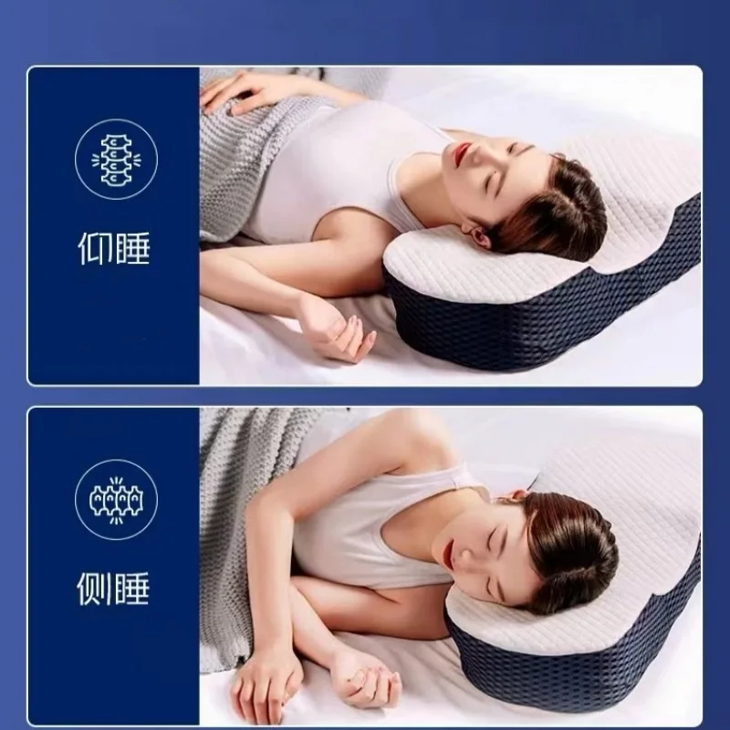 Almohada de espuma viscoelástica de carbón de bambú, protección para el cuello, almohadas para dormir en forma de arco, soporte ortopédico para la cabeza, relajación, salud Cervical