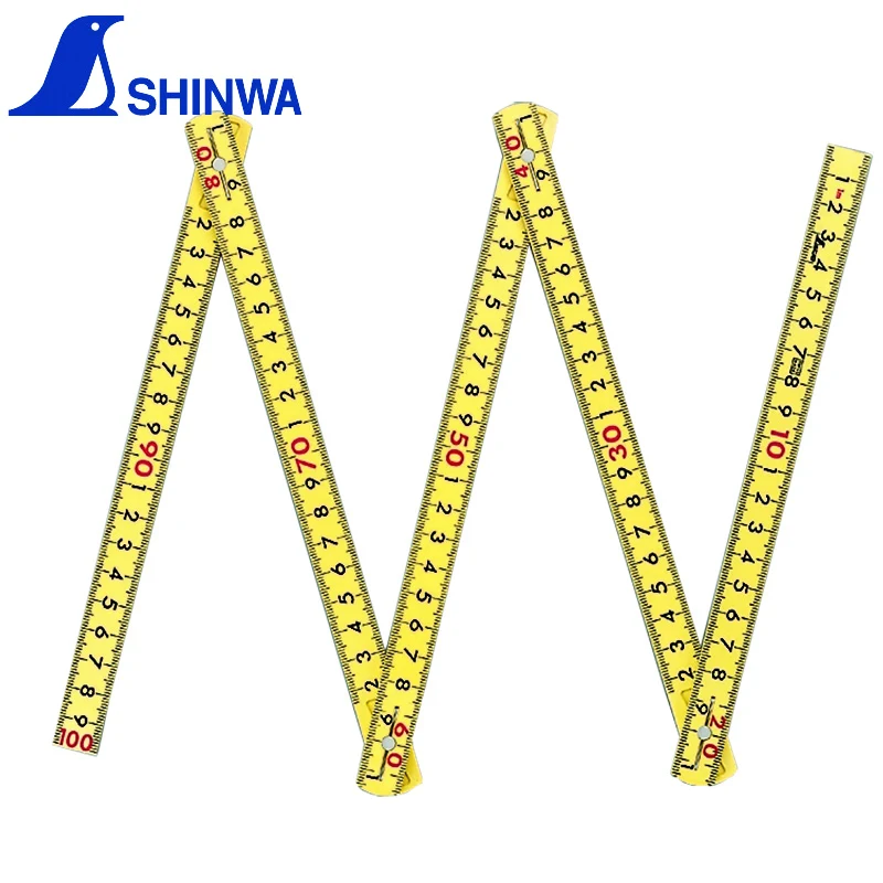 SHINWA Penguin Highly Durable Fiberglass Folding Rule 1m 2m Large Characters Non-conductive Ruler For Measuring Length Drawing 1