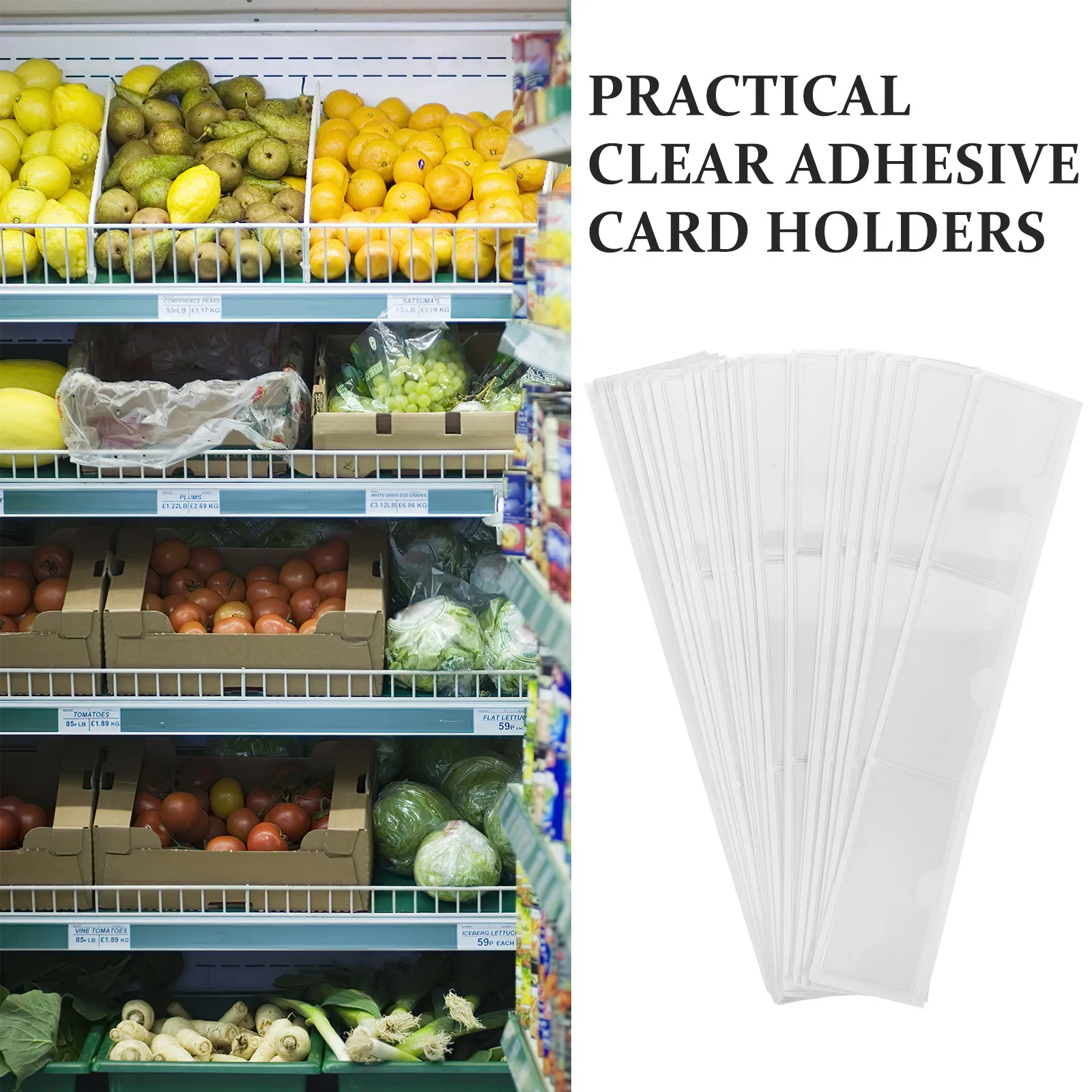

100Pcs Adhesive Card Holders Clear Plastic Sticky Pockets for Organizers Business Cards Price Labels Index Card Sleeves