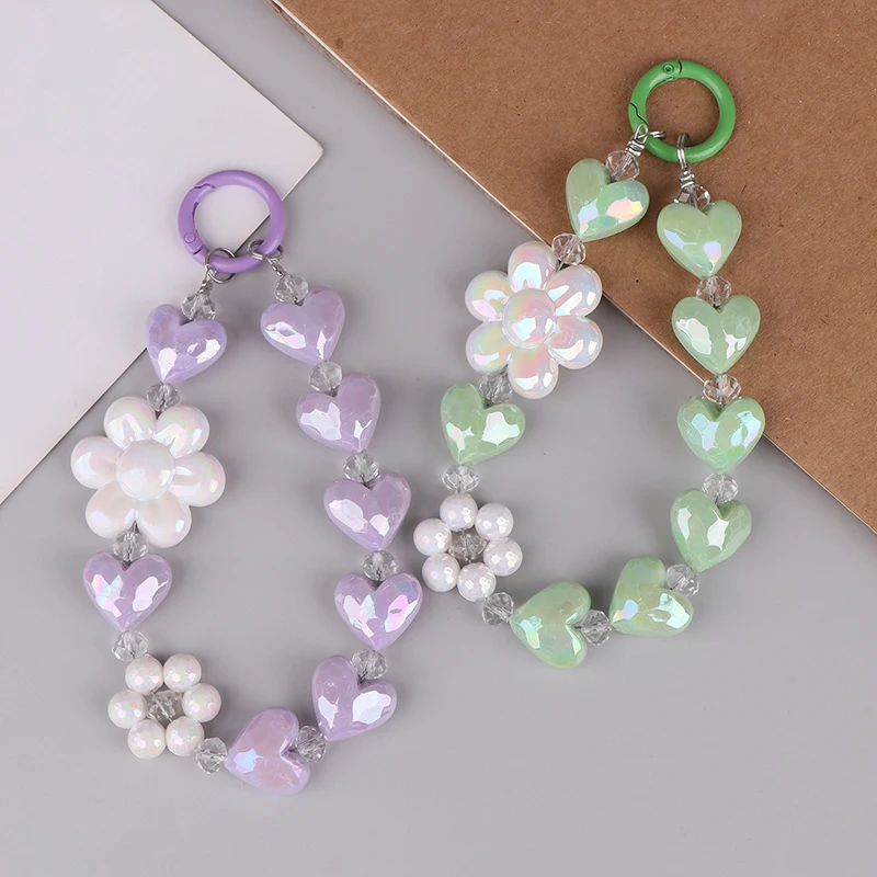 Ремешок для телефона с защитой от потери, подвеска на короткое запястье, цветной кулон из бисера, Женская Ручная цепочка, строп