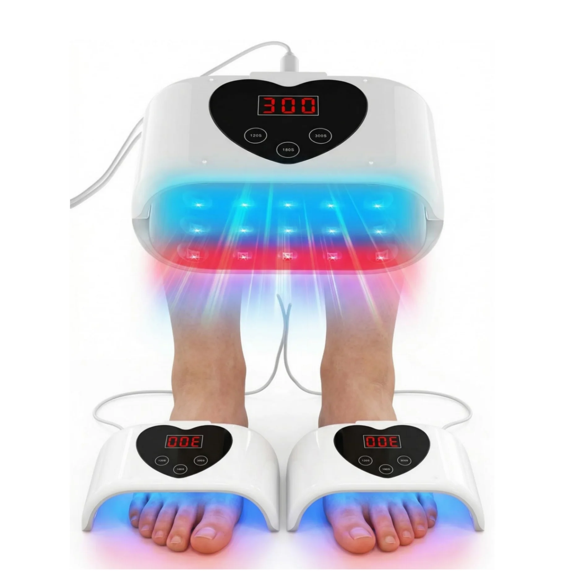 Separable Design  ﻿Repair Nail Fungus Laser Treatment Device for All Nails 80 LEDs 460nm Breathable Blue Light & 650nm Red Light Device for Nail Fungal Essential Oil Toenail Fingernail Onychomycosis Toe Cure Effectively 120s/180s/300s Timer Nail Care