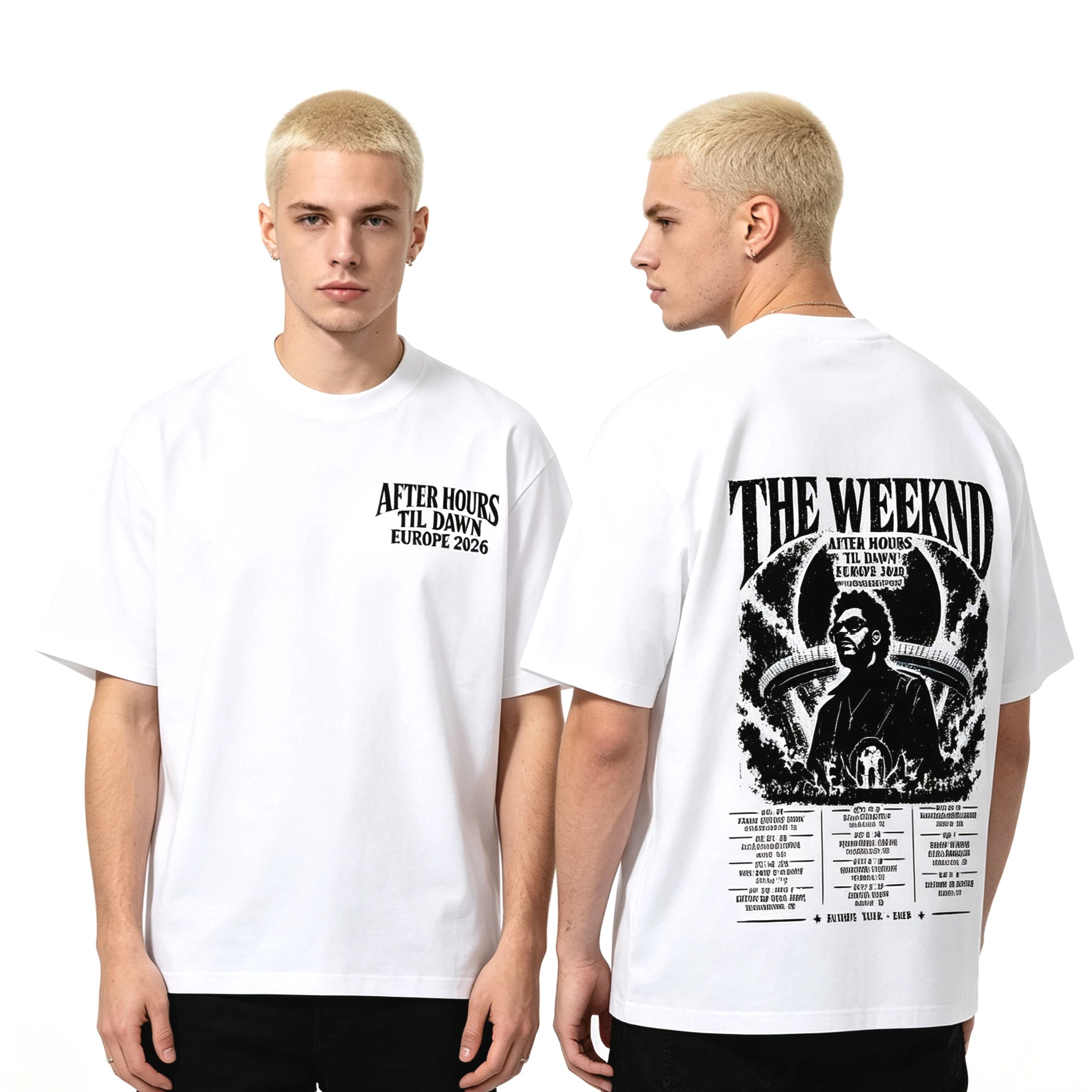 Summer Hot Sale After Hours Til Dawn The Weeknd Europe Tour 2026 Print T-shirt Y2K Unisex Harajuku Cotton Gothic Round T-shirts