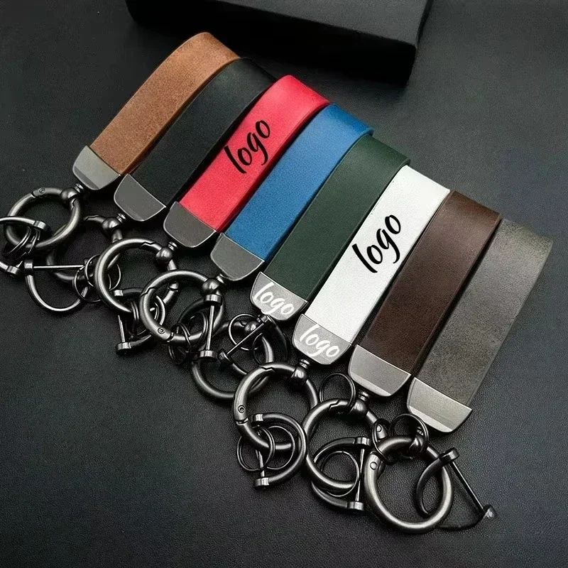 Custom LOGO Discolored Leather Keychain for Men Women Car Key Chains Laser Personalize Name Numbers Keyring