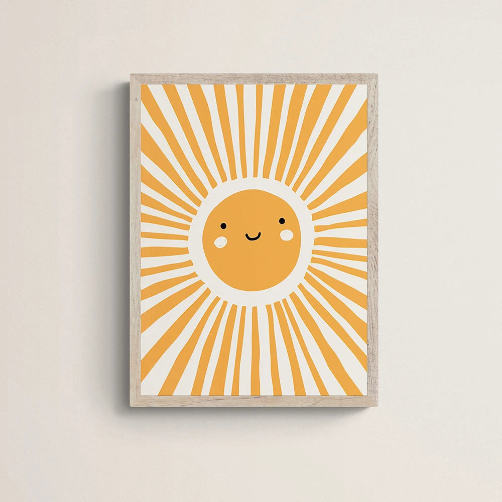 Colorful Rainbow Sun Cloud flower Poster Prints Wall Art Boho Style Canvas Painting for Child Nursery Decoration Girl Room Art