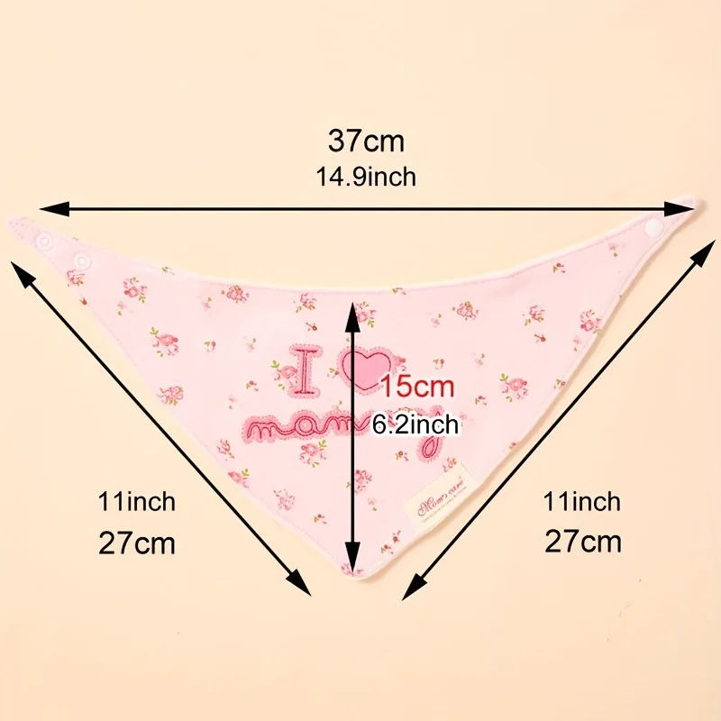 3pcs/ Set Baby Saliva Towel, Toddler Feeding Bib Triangle Saliva Towel, Double Snap Adjustment