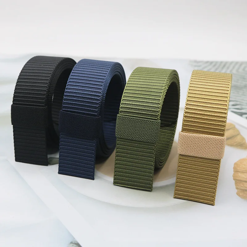 38mm Tank Pattern Nylon Woven Belt, 130-170cm Extended Strap, Durable Casual Waist Belt, Adjustable Daily Outdoor Body Accessory