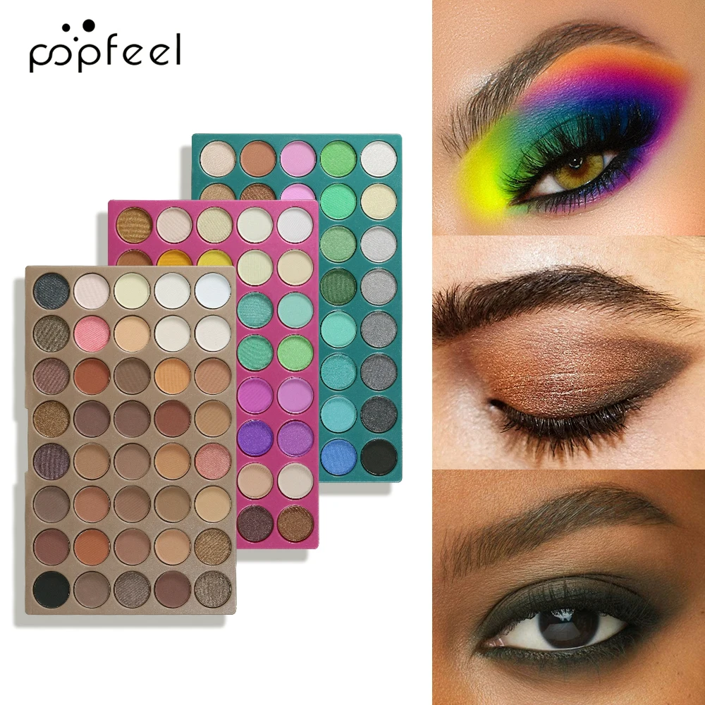 POPFEEL Palette di ombretti 3 in 1 da 120 colori, tonalità luccicanti e opache ad alto pigmento per un aspetto versatile, collezione di trucchi per occhi all-in-one