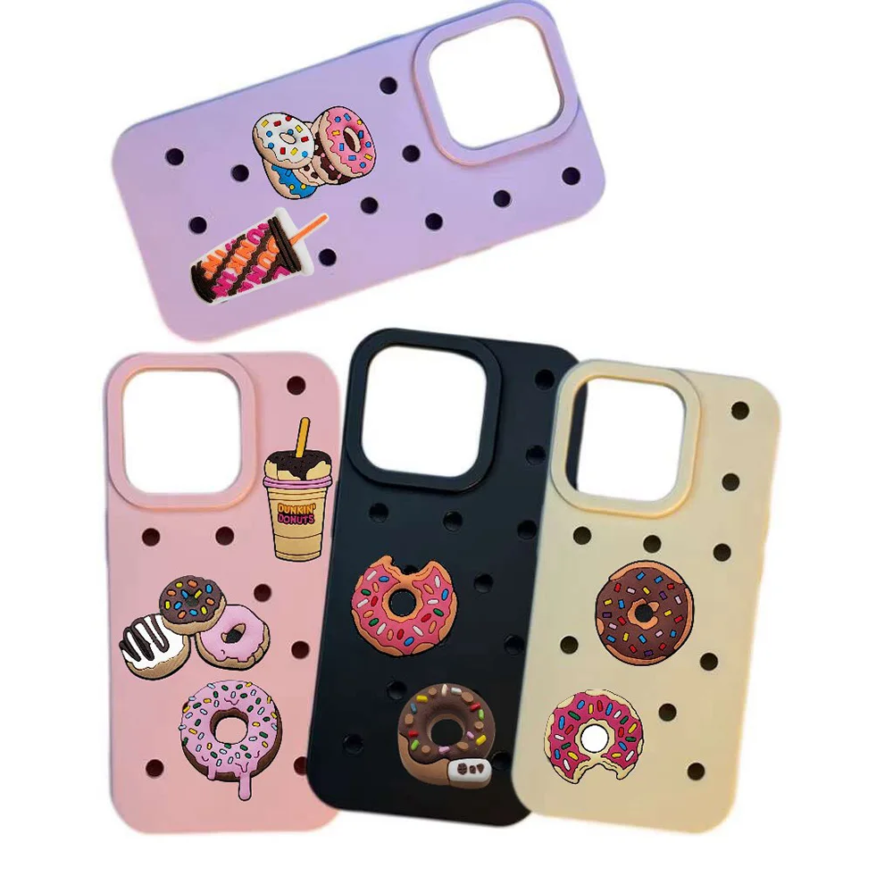 

9pcs Doughnut Shoe Charms Accessories for Classic Clog Sandal Backapck Phone Case Shoe Decoration Buckle Christmas Kids Gift