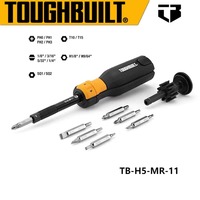 TOUGHBUILT TB-H5-MR-11 9-Piece Dual Material Handle Ratchet Multi-Bit Screwdriver Set Hand Tools