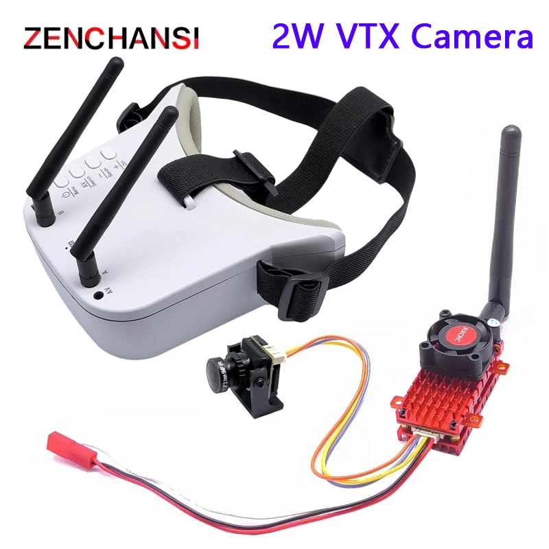 

5.8G 48CH VTX 2W Power Microphone Launcher and CMOS 1500tvl FPV Camera with New FPV Goggles 3 inch Video Headset HD 48CH Glasses