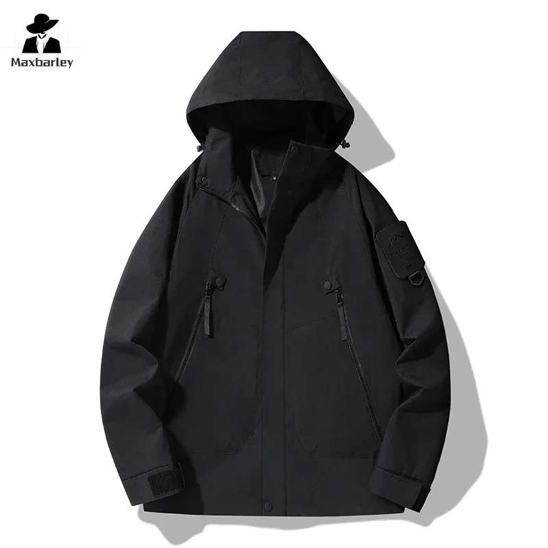 Multifunctional Jacket Men's Autumn Fashion Single Layer Waterproof Hooded Coat Casual Couple Travel Fishing Camping Windbreaker