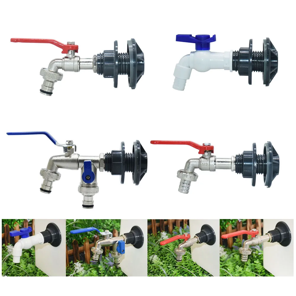 Rain Bucket Tank Tap Adapter IBC 16mm Nipple 15mm Hose Faucet Adapter Hole Thread Fitting 1000L Water Tank Metal Plastic Faucet