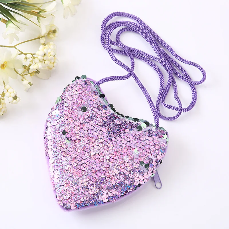 Portamonete con paillettes per bambini creativi borsa a tracolla per bambina Messenger Love Bag ragazza carina borsa a tracolla per bambini dell'asilo