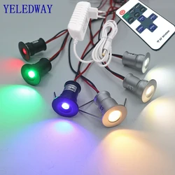 Mini Recessed Spot LED Light Dimmable Downlights Set Remote Control 1W Spotlight 12V Home Bedroom Stair Cabinet Ceiling Lamps