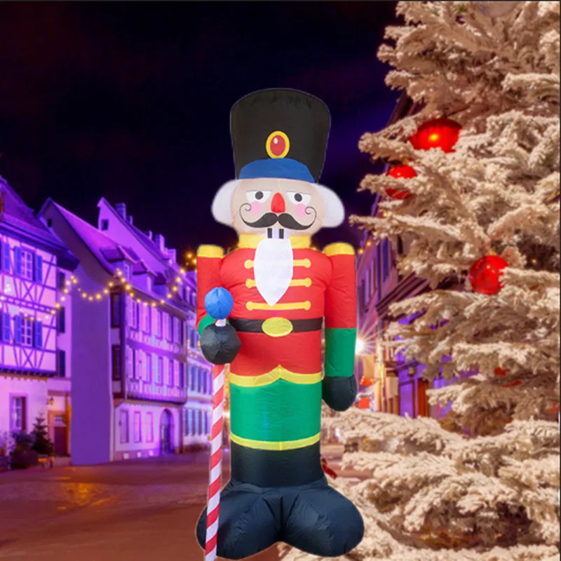 Christmas Inflatable Nutcracker Model Decoration with LED Light Indoor Outdoor Garden Inflatable Ornaments Navidad Noel Props