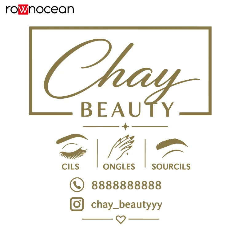 Personalized Beauty Shop Vinyl Sticker Custom Cils Ongles Sourcils Beauty Salon Window Sign vinyl Sticker murals E648