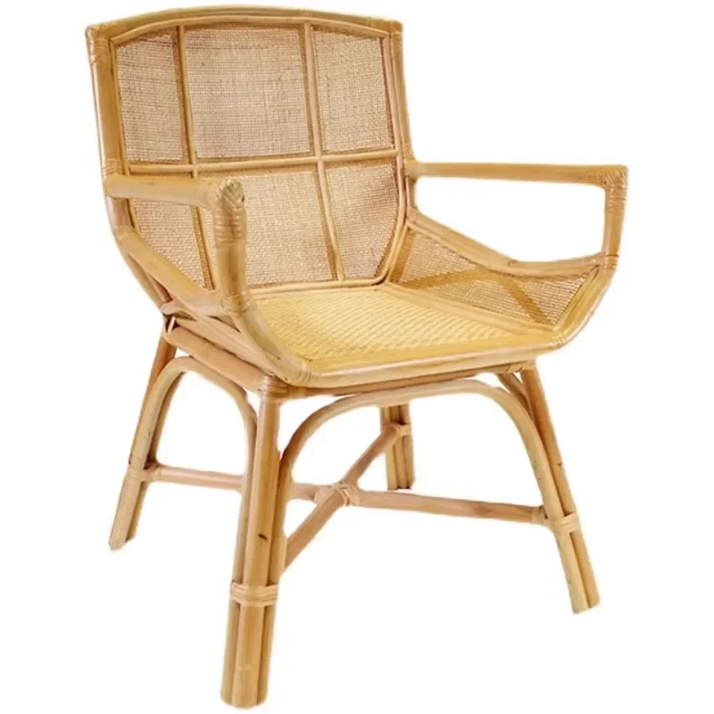 Rattan Creative Backrest Armchair, Leisure Chair Natural Household Chair