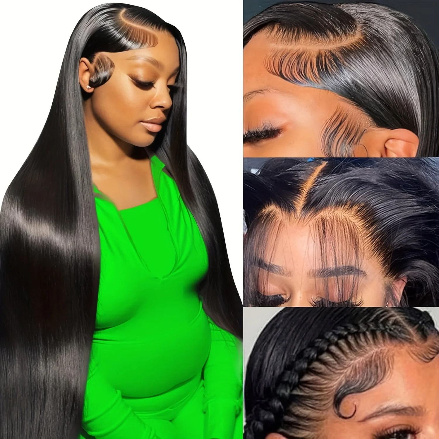 

Transparent Lace Straight Natural Color 1B 13x6 Inch HD Lace 200% Density Lace Front Wigs Human Hair For Women