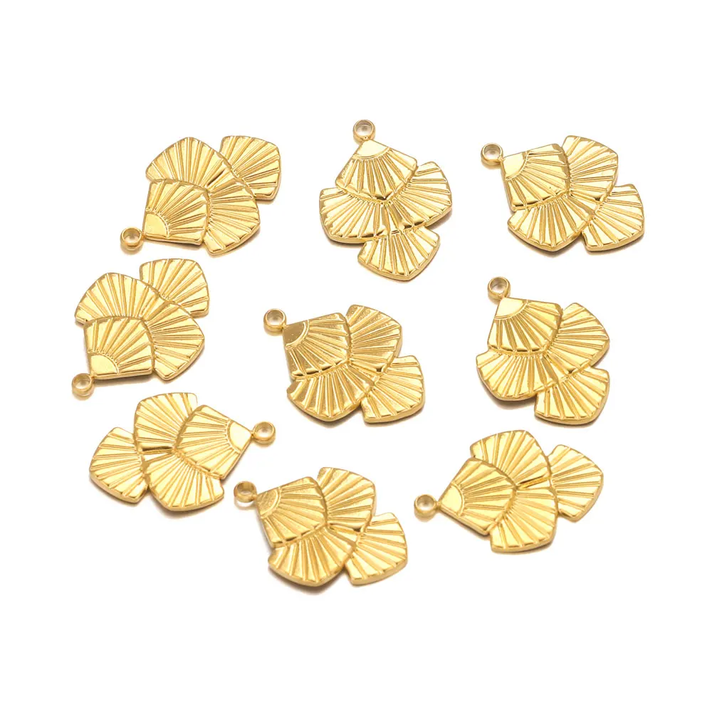 10pcs Stainless Steel Leaf Charms For Earrings Finding DIY 18K Gold Plated Ginkgo biloba Pendants Connectors For Jewelry Making