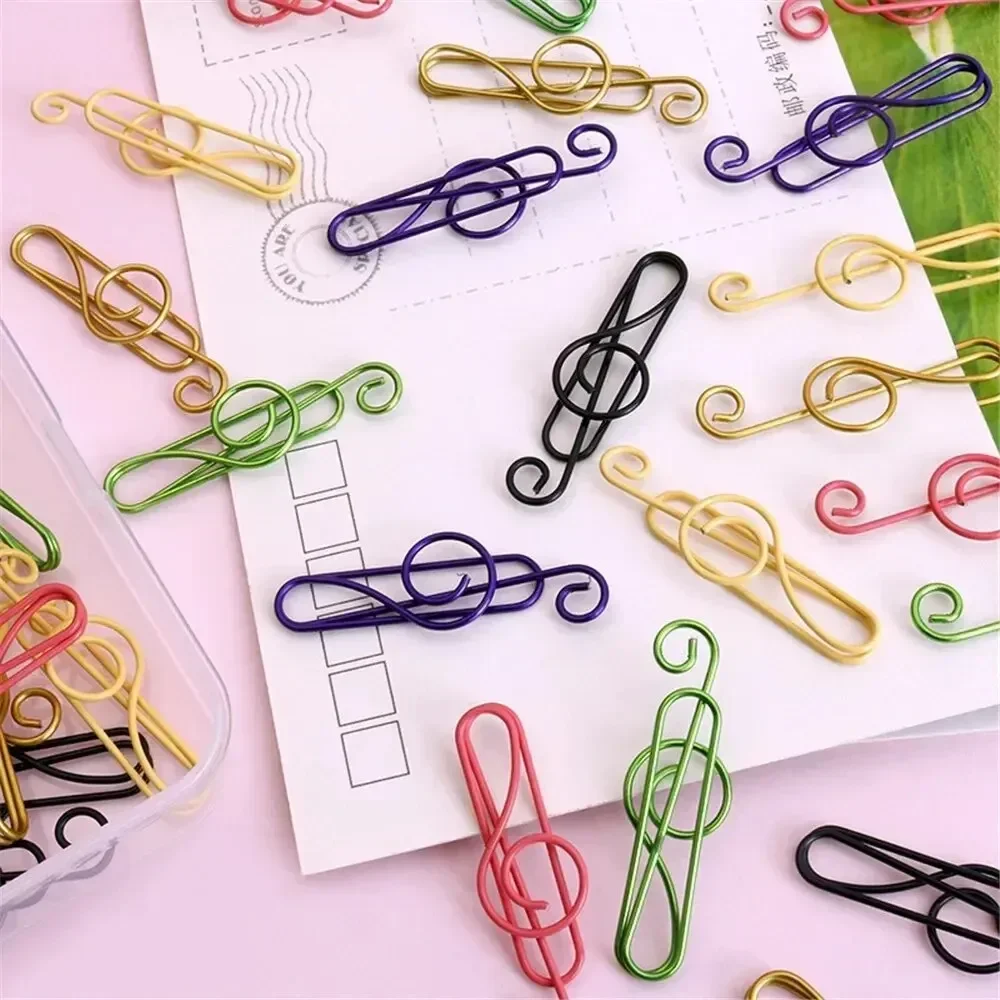 30/50/100pcs Colorful Music Note Shaped Paper Clips Decorative Colorful Decor For Office Bookmark Stationery Paper Clip