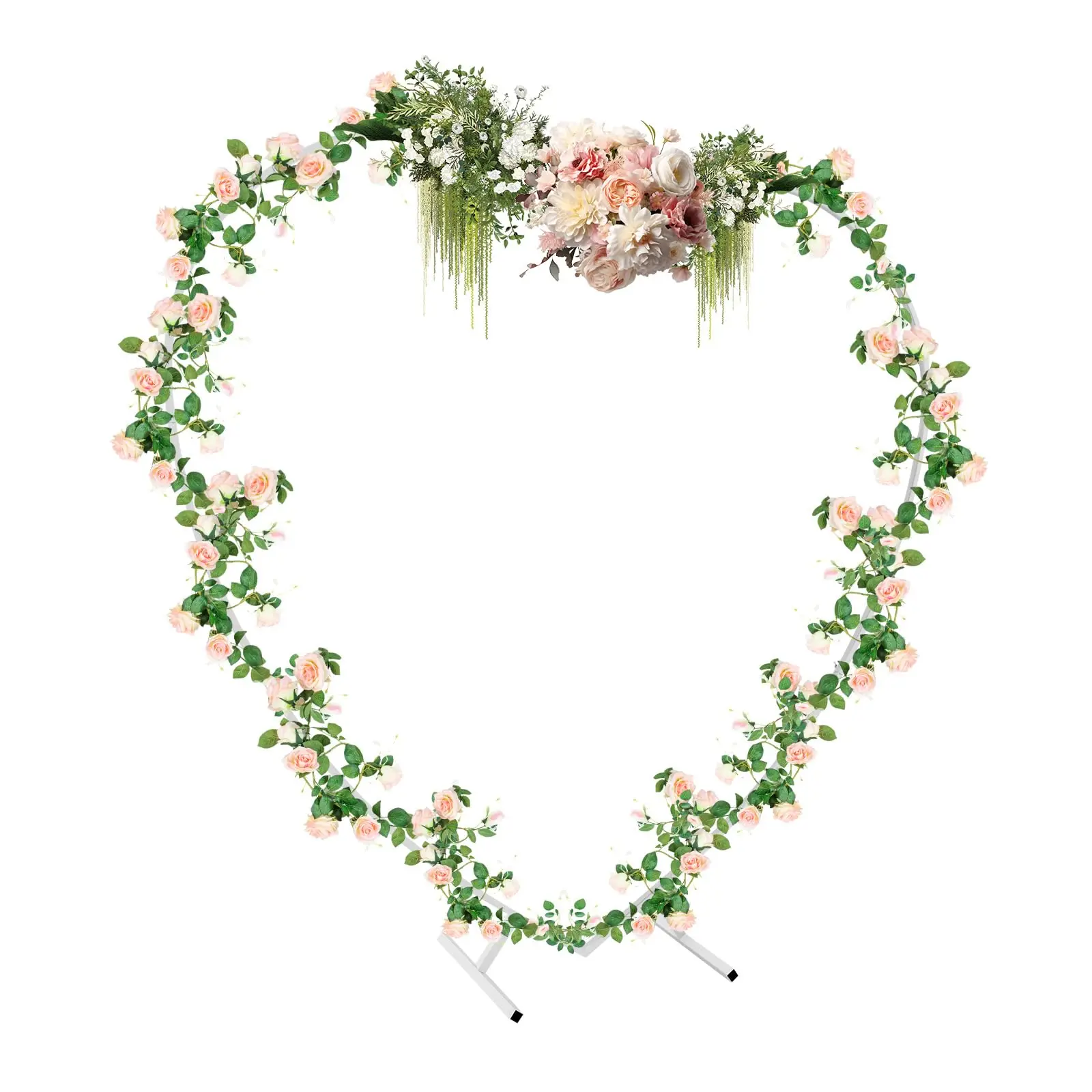 

Heart Shape Wedding Metal Arch Frame Backdrop White 7.7ft Iron Arbors Background Stand for Floral Flower Balloon Wedding Proposa