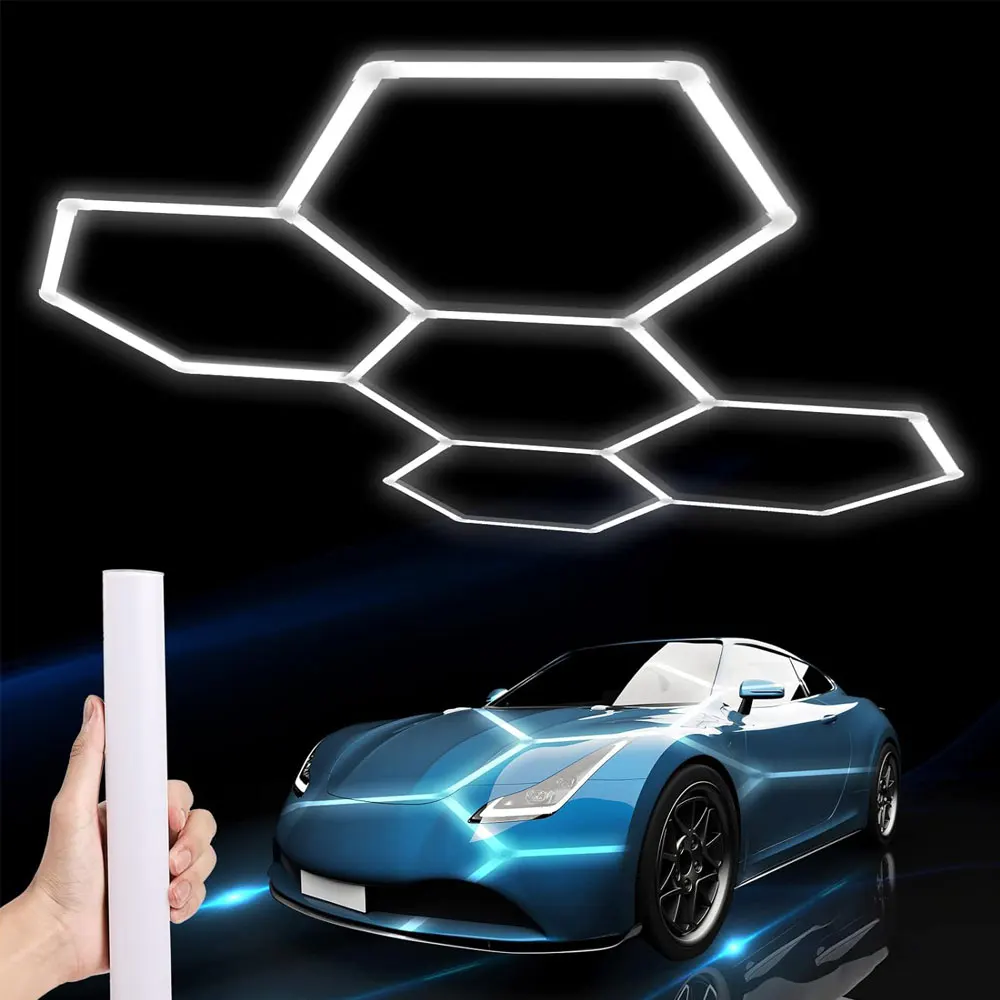 

Garage Light Hexagon Assemblable 85-220V Ceiling Light LED Tube Industrial Lighting For Auto Car Body Repair Workshop