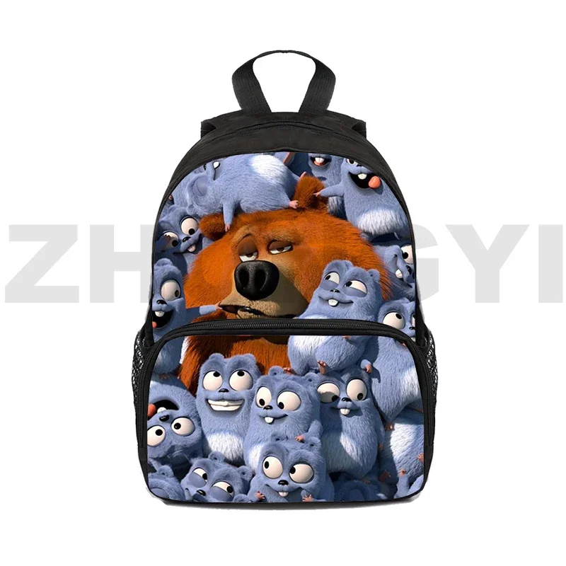 Funny Harajuku Grizzy and The Lemmings 3D Backpack 12/16 Inch School Backpack for College Students Preppy Style Fashion Handbags