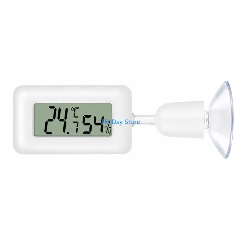 F92C Suction Cup Climate Display for Animal Homes, Rotating Digital Screen for Tank Air and Moisture Review Work Daily