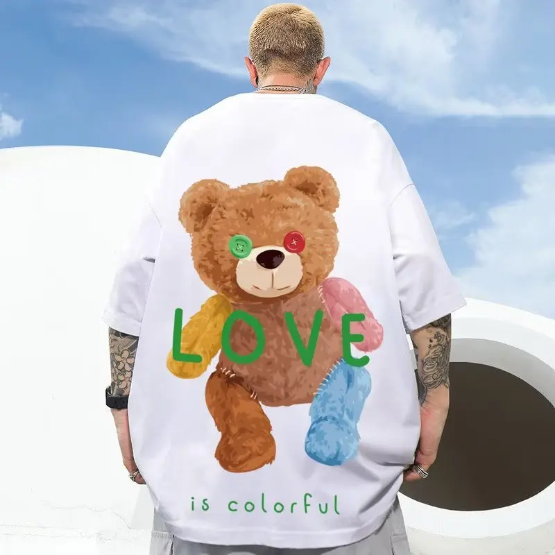 Summer New Casual Loose T-shirt Short Sleeved Men's Fashion Loose Printing Large 8XL Hip Hop Couple Wear Half Sleeve Cotton Top image 3