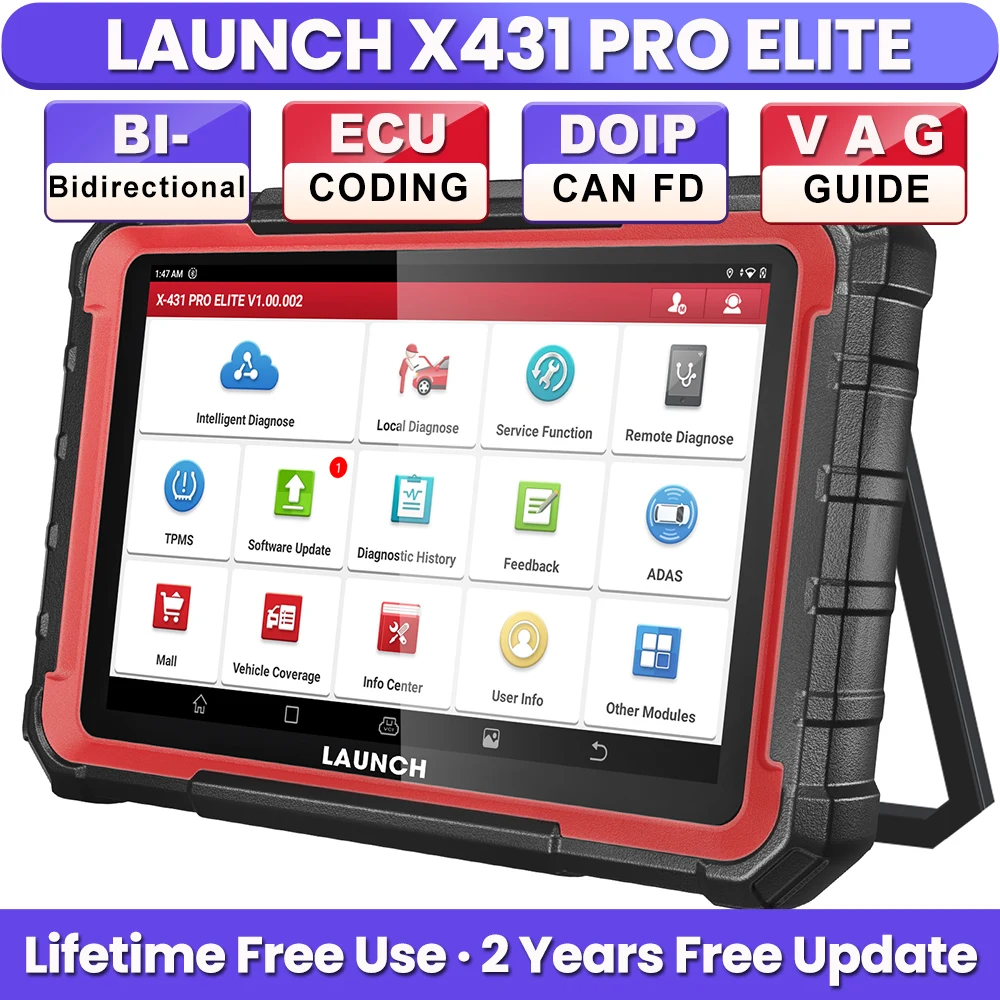 LAUNCH X431 PRO ELITE 8-calowe narzędzie diagnostyczne do samochodów, obsługuje protokoły CAN FD/DOIP, kodowanie ECU, testy aktywne, skaner Auto OBD OBD2