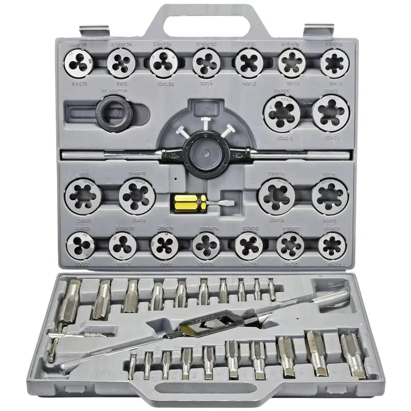 Alloy Steel 45PCS Hand Tap and Die Set SAE Metric Standard Threading Tool Kit for Making Screw Threads