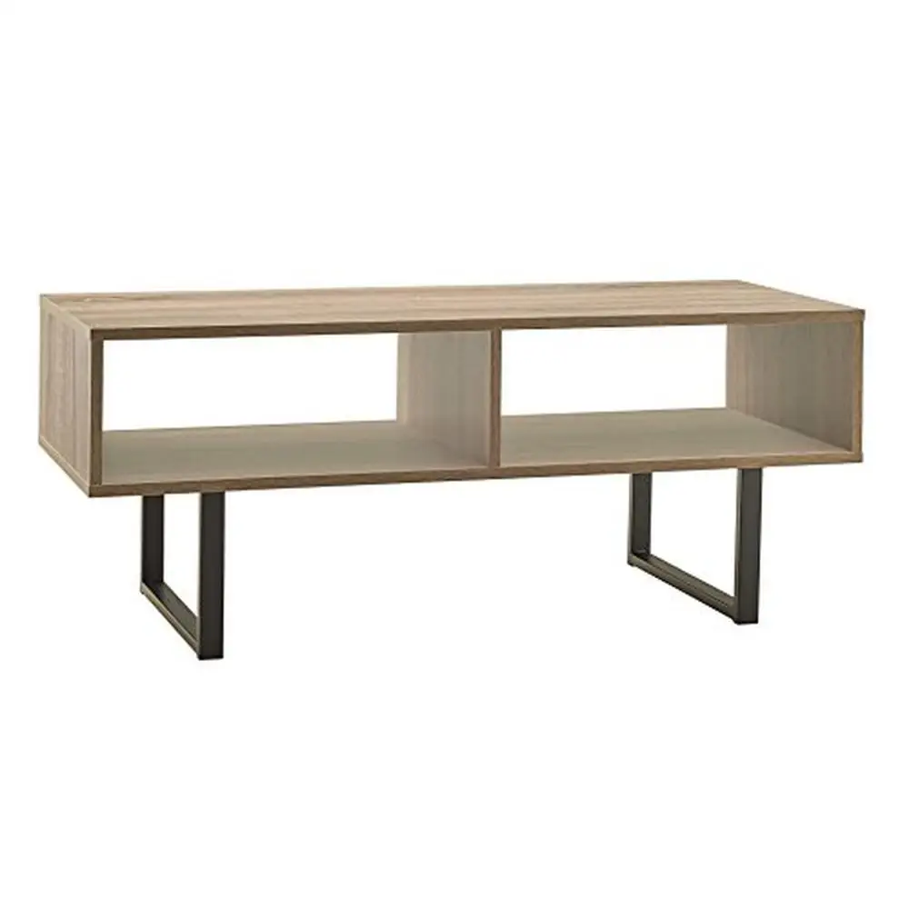 

Gray Wood Coffee Table with Storage Shelves Decorative Multi-functional Console Books Magazines TVs Easy Assembly 39.45"W x