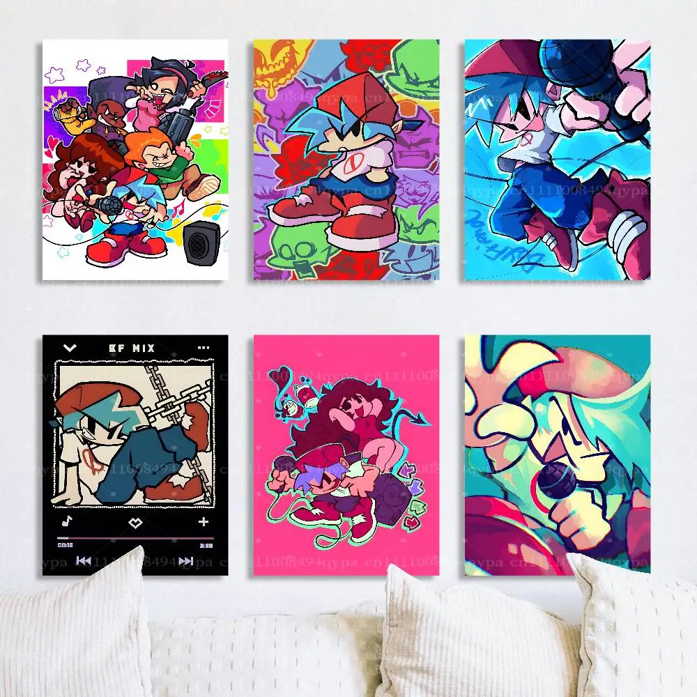 F-Friday Night Funkin FNF Posters For Boys&Girls Bedroom Decor Wall Canvas Art Print Gift Poster Unframed Collage