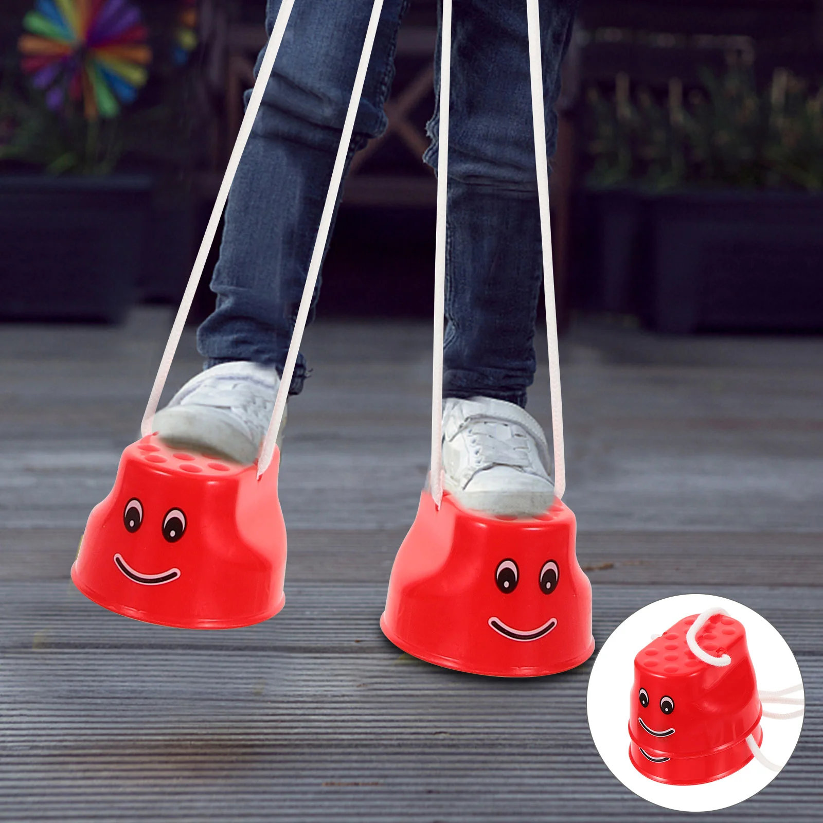 2 pares de zancos ovalados juguete de entrenamiento de equilibrio juguetes corporales ejercicio juguete sensorial accesorios de juego al aire libre niños