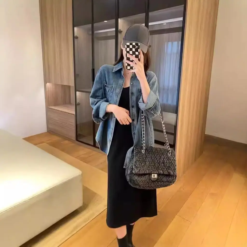 

Women's Loose Slim Denim Jacket Versatile Fashionable Spring Summer New F082701 Good to Wear Lazy Style