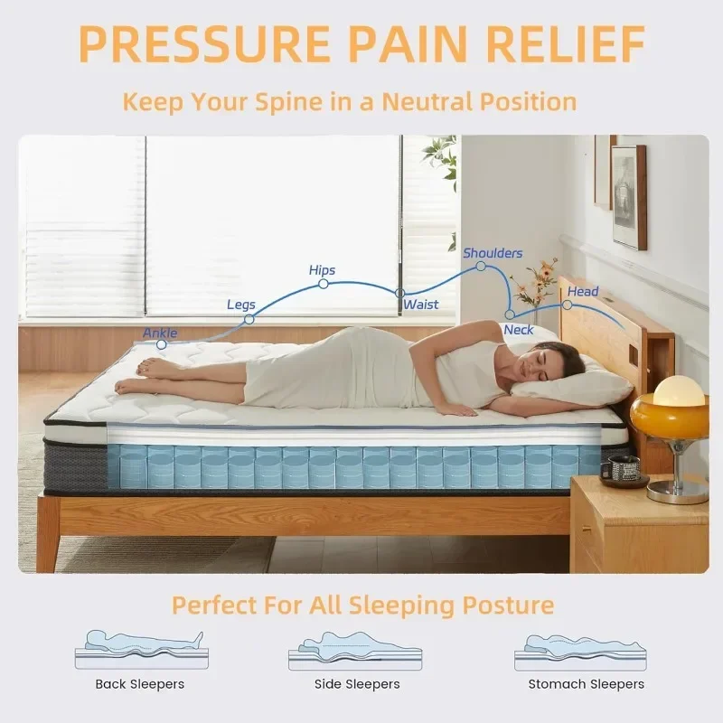 Full Mattress 10 Inch Full Size Mattress in a Box Memory Foam Hybrid Mattress with Individual Pocket Spring for Motion Isolation