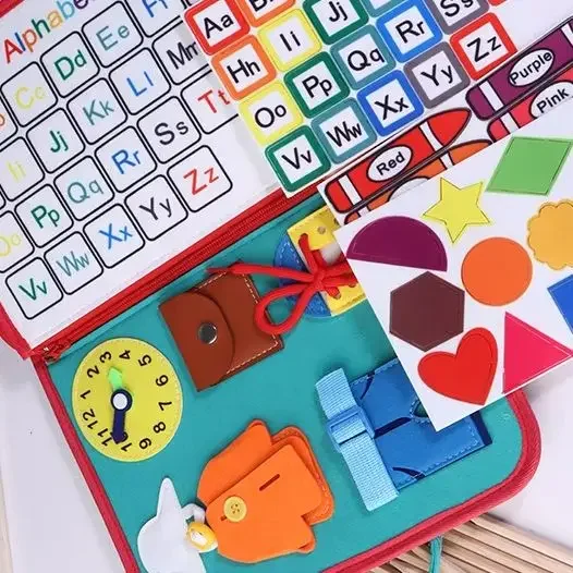 Toddler Tactical Learning Toy; Montessori Felt Activity Board; Sensory Skill Development Toy