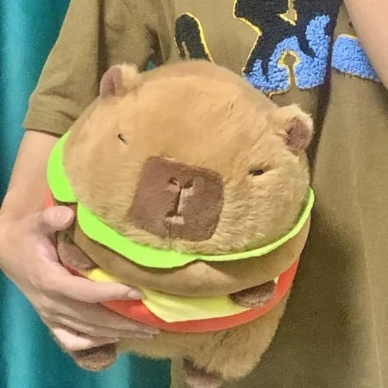 1 Piece Realistic Capybara Burger Plush, Plushie Toy, Total Height About 20Cm Soft Hamburger Food Stuffed Toys Doll