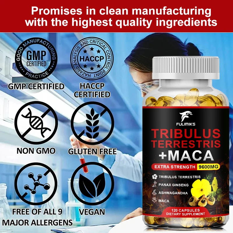 Tribulus Terrestris + Maca Capsule, Boost Energy, Mood, Stamina & Performance, for Men & Women